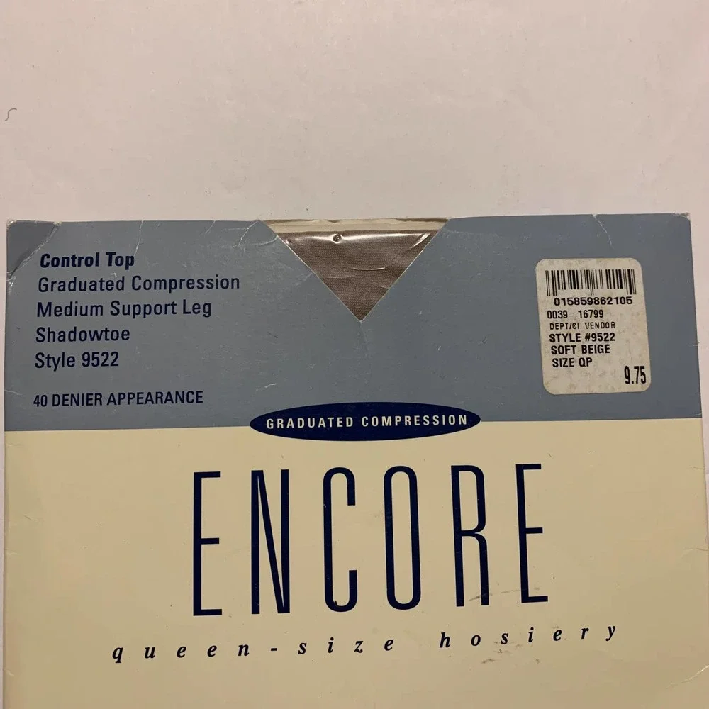 Vintage Nordstrom Encore Pantyhose Style #9522 Queen Petite Lot of 2 NIB‎